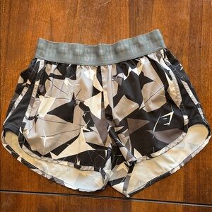 Gymshark Black and Gray Geometric Athletic Shorts